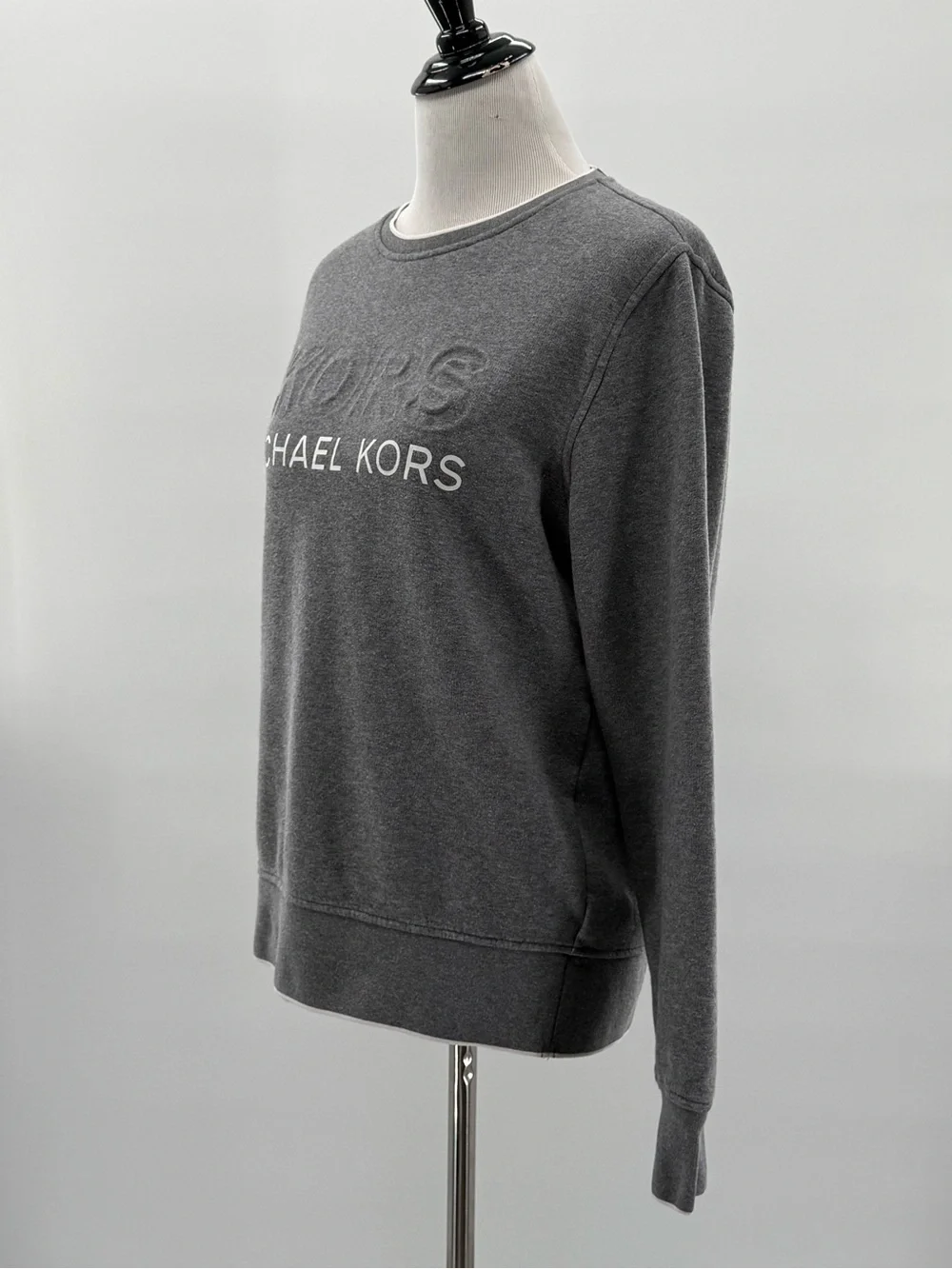 Michael Kors Logo Sweatshirt Gray Fleece Lined Pullover Crewneck Medium